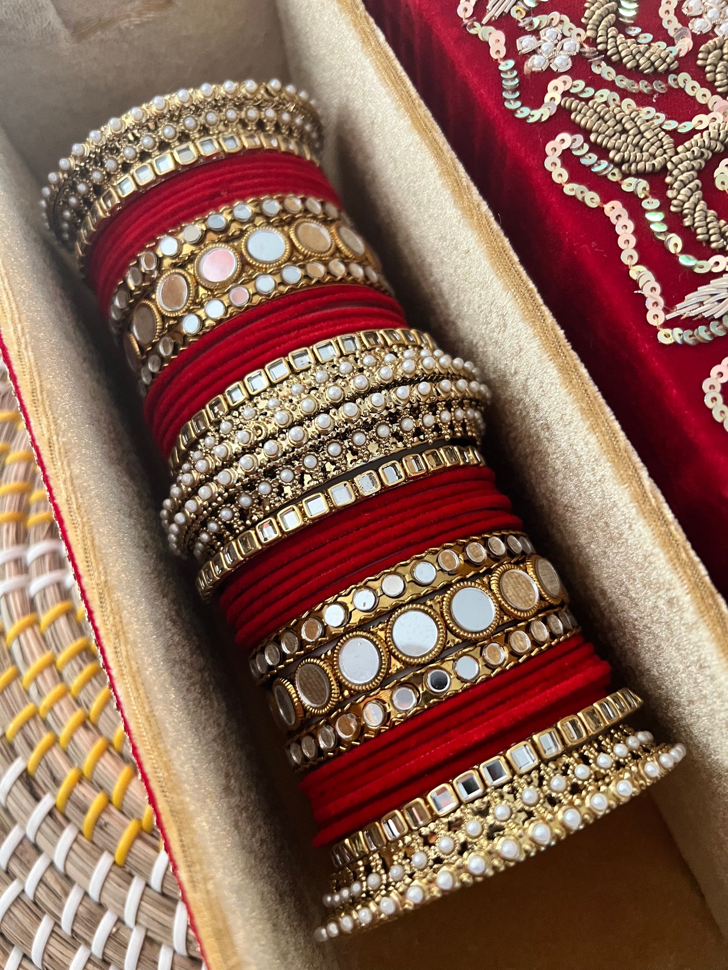 Jenny velvet & mirror bangle Set