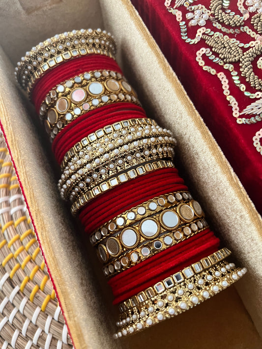 Jenny velvet & mirror bangle Set