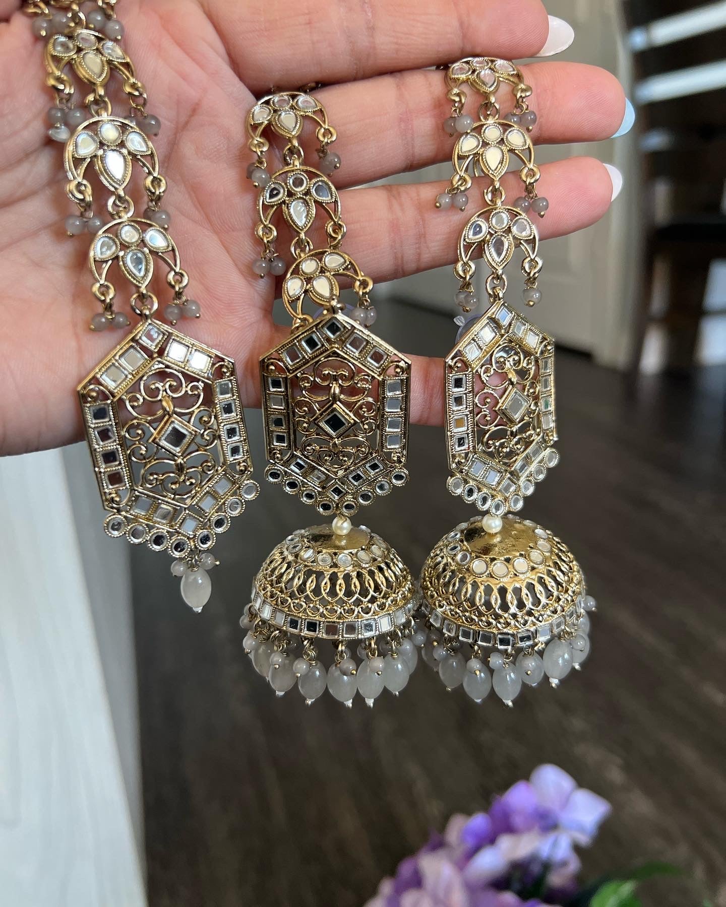 Mirror jhumki and Tikka