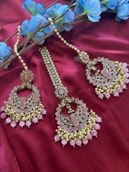 Polki Earrings and Tikka