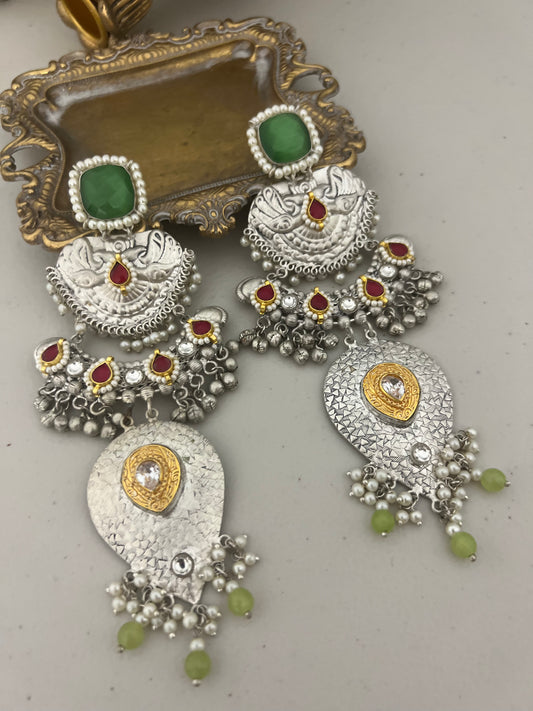 Saima Oversized Silver Plated Earrings