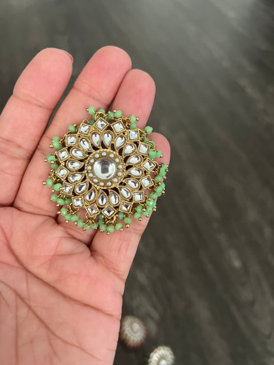 Round Kundan oversized Ring