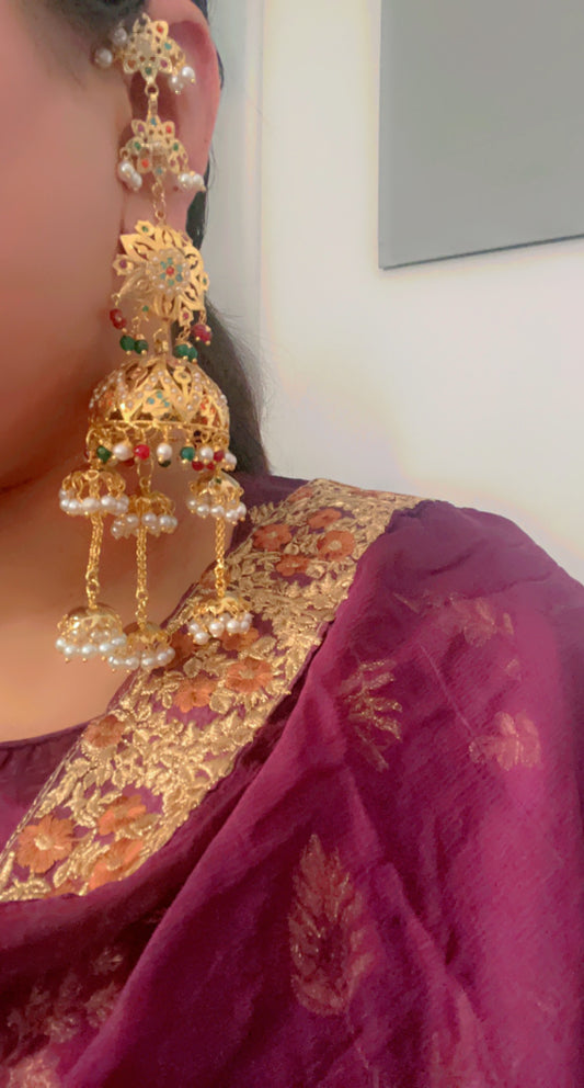 Sardarni original jadau jhumki and Tikka