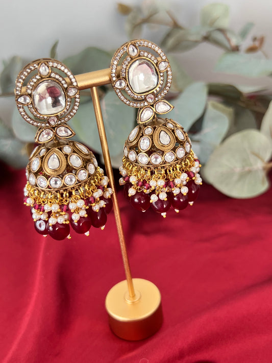 Bella uncut Kundan Jhumkas
