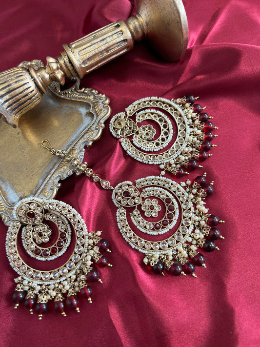 Afifa Polki Earrings and Tikka